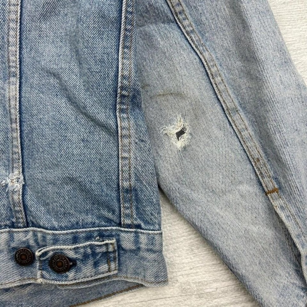 Vintage 80s Levis Type 3 Denim Jacket Mens Small Trucker 2 Pocket Light Wash - Picture 5 of 6